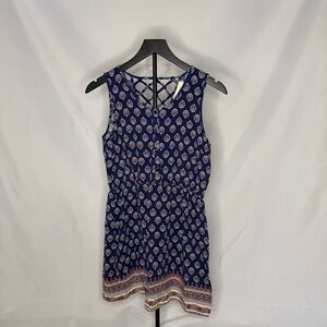 Olive & Oak Navy Blue Geometric Midi Dress Petite Large EUC